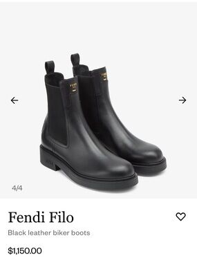 Fendi Black Leather Chelsea Boots with Gold Logo